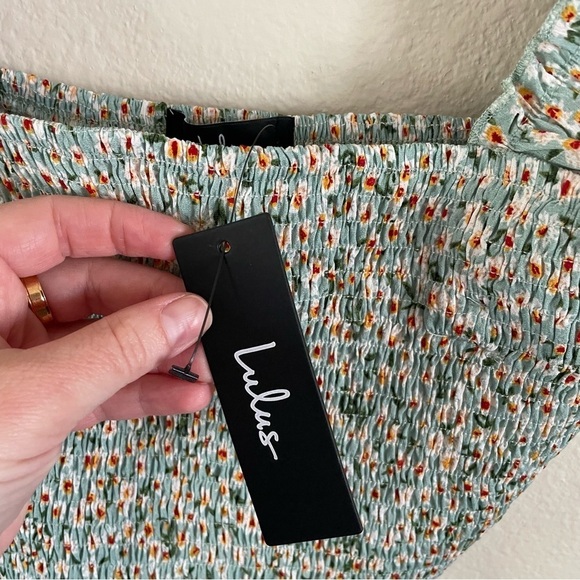 NWT Lulus Flourishing Dreams Floral Print Crop Top Mint Green Size Medium - Picture 8 of 12